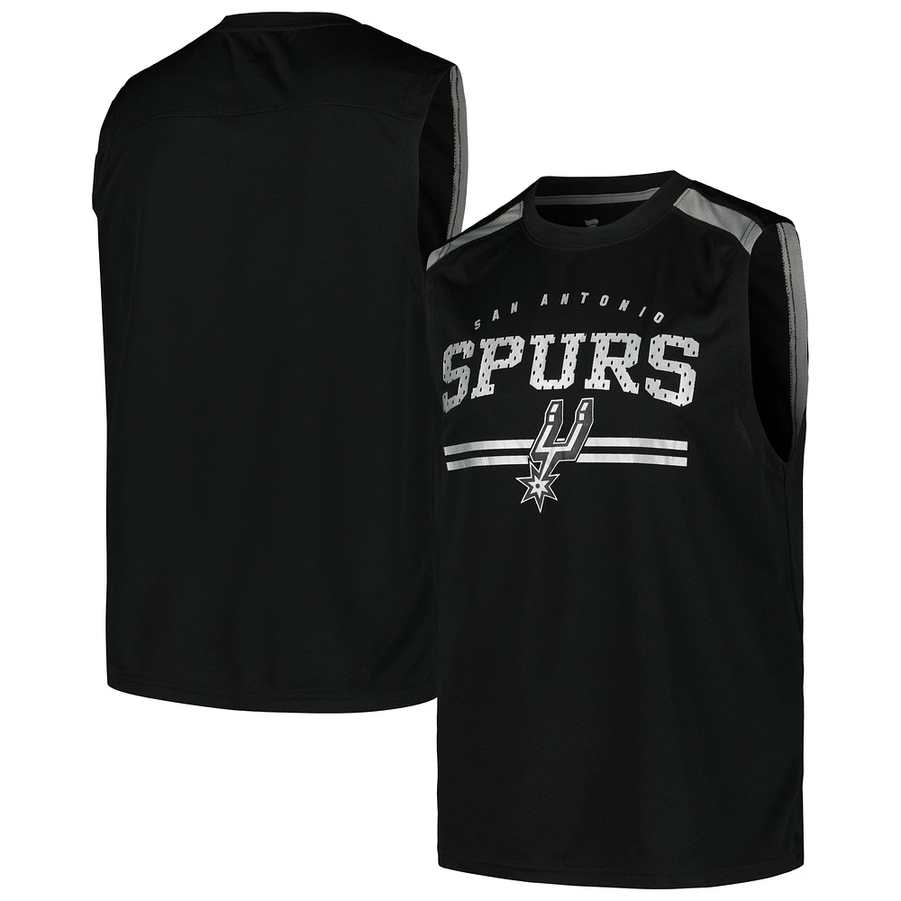 Men's Fanatics Black San Antonio Spurs Birdseye Muscle Tank Top