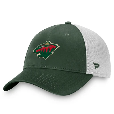 Men's Fanatics Green/White Minnesota Wild Slouch Core Primary Logo Trucker Adjustable Hat