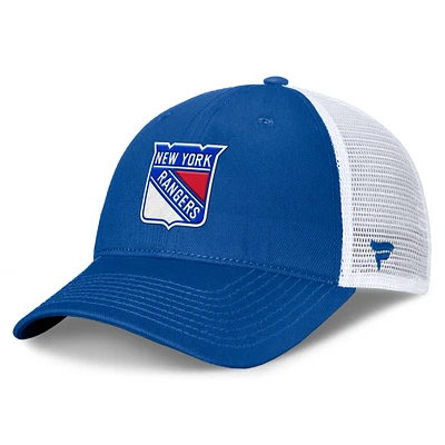 Men's Fanatics Blue/White New York Rangers Slouch Core Primary Logo Trucker Adjustable Hat