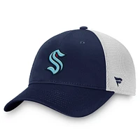 Men's Fanatics Deep Sea Blue/White Seattle Kraken Slouch Core Primary Logo Trucker Adjustable Hat