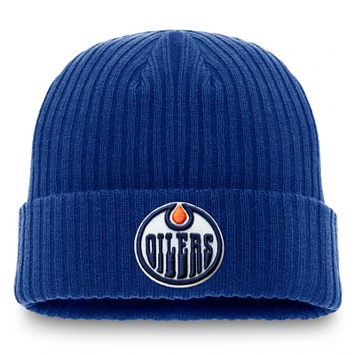 Men's Fanatics  Royal Edmonton Oilers Core Primary Logo Cuffed Knit Hat