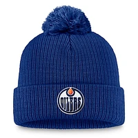 Men's Fanatics  Royal Edmonton Oilers Primary Logo Cuffed Knit Hat with Pom