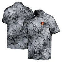 Men's Tommy Bahama Black Baltimore Orioles Coast Luminescent Fronds IslandZone Button-Up Camp Shirt