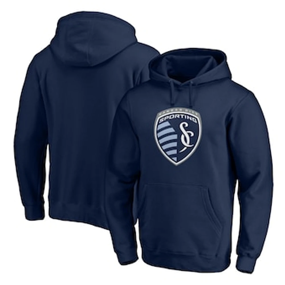 Men's Fanatics Navy Sporting Kansas City Logo Pullover Hoodie