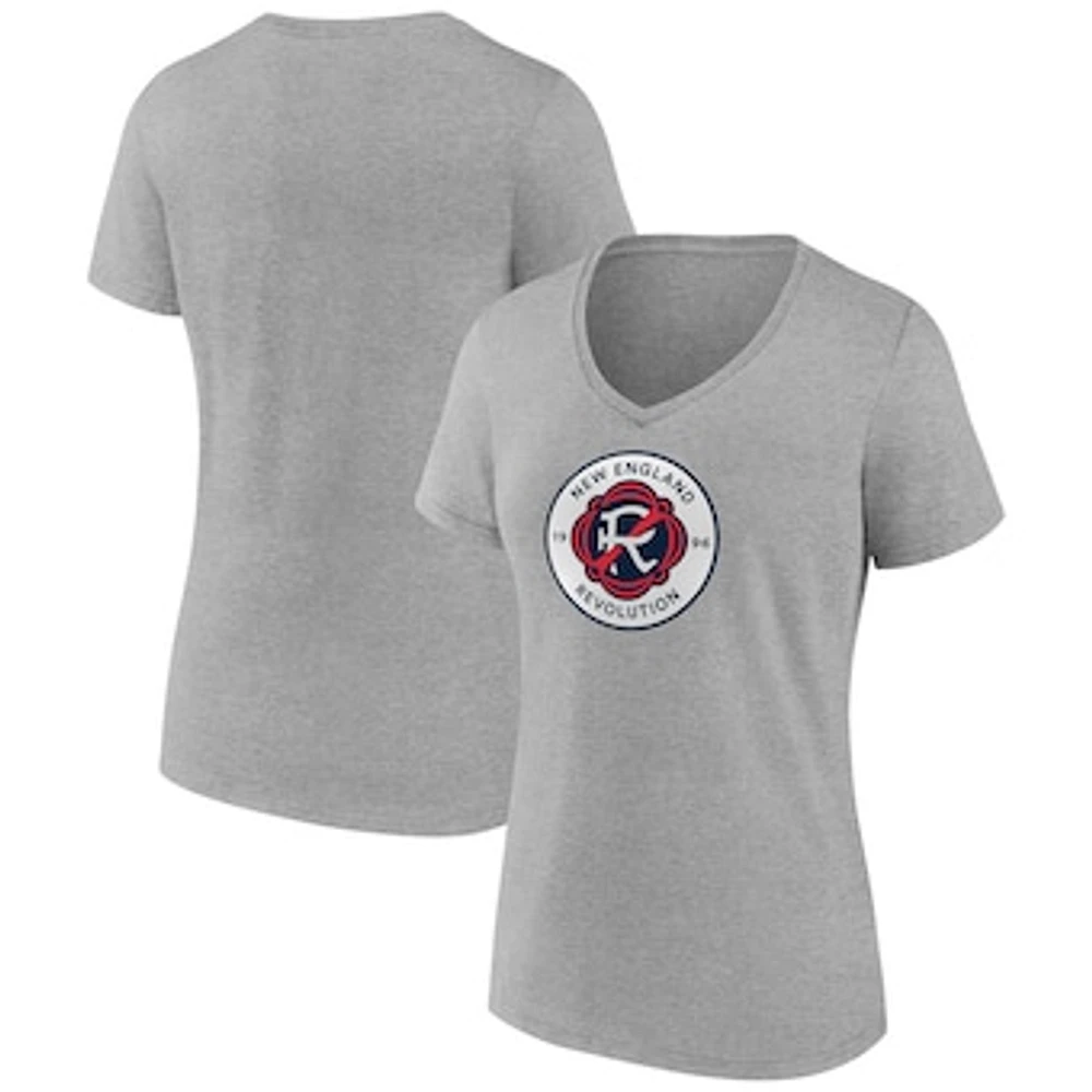 Women's Fanatics Steel New England Revolution Logo V-Neck T-Shirt