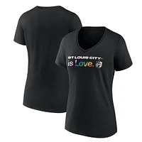 Women's Fanatics Black St. Louis City SC Lucky Pride V-Neck T-Shirt