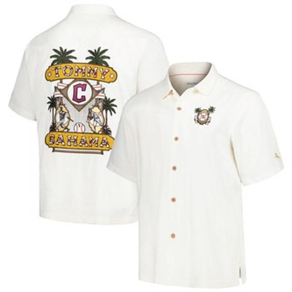 Men's Tommy Bahama White Cleveland Guardians Pitcher's Paradiso Button-Up Camp Shirt