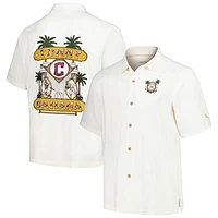 Men's Tommy Bahama White Cleveland Guardians Pitcher's Paradiso Button-Up Camp Shirt