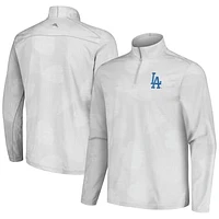 Men's Tommy Bahama Gray Los Angeles Dodgers Delray Frond IslandZone Half-Zip Jacket