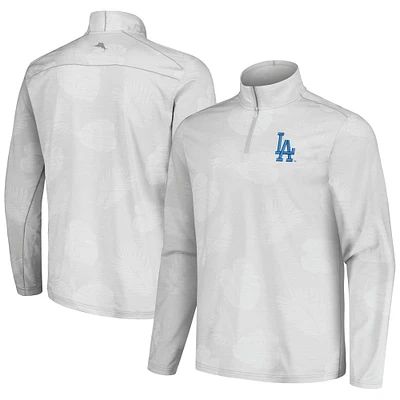 Men's Tommy Bahama Gray Los Angeles Dodgers Delray Frond IslandZone Half-Zip Jacket