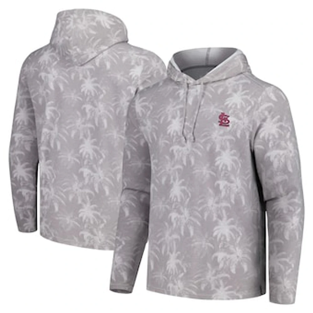 Men's Tommy Bahama Gray St. Louis Cardinals Palm Frenzy Hoodie Long Sleeve T-Shirt