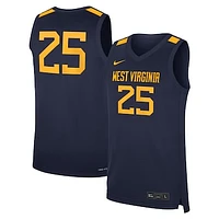 Men's Nike #25 Navy West Virginia Mountaineers Road Replica Basketball Jersey