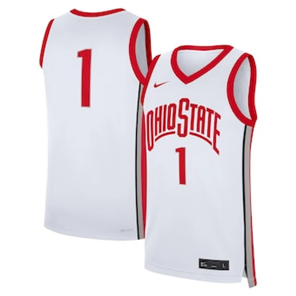 Men's Nike #1 White Ohio State Buckeyes Home Replica Jersey