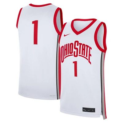 Men's Nike #1 White Ohio State Buckeyes Home Replica Jersey