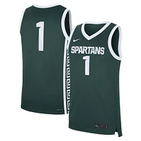 Men's Nike #1 Green Michigan State Spartans Road Replica Jersey