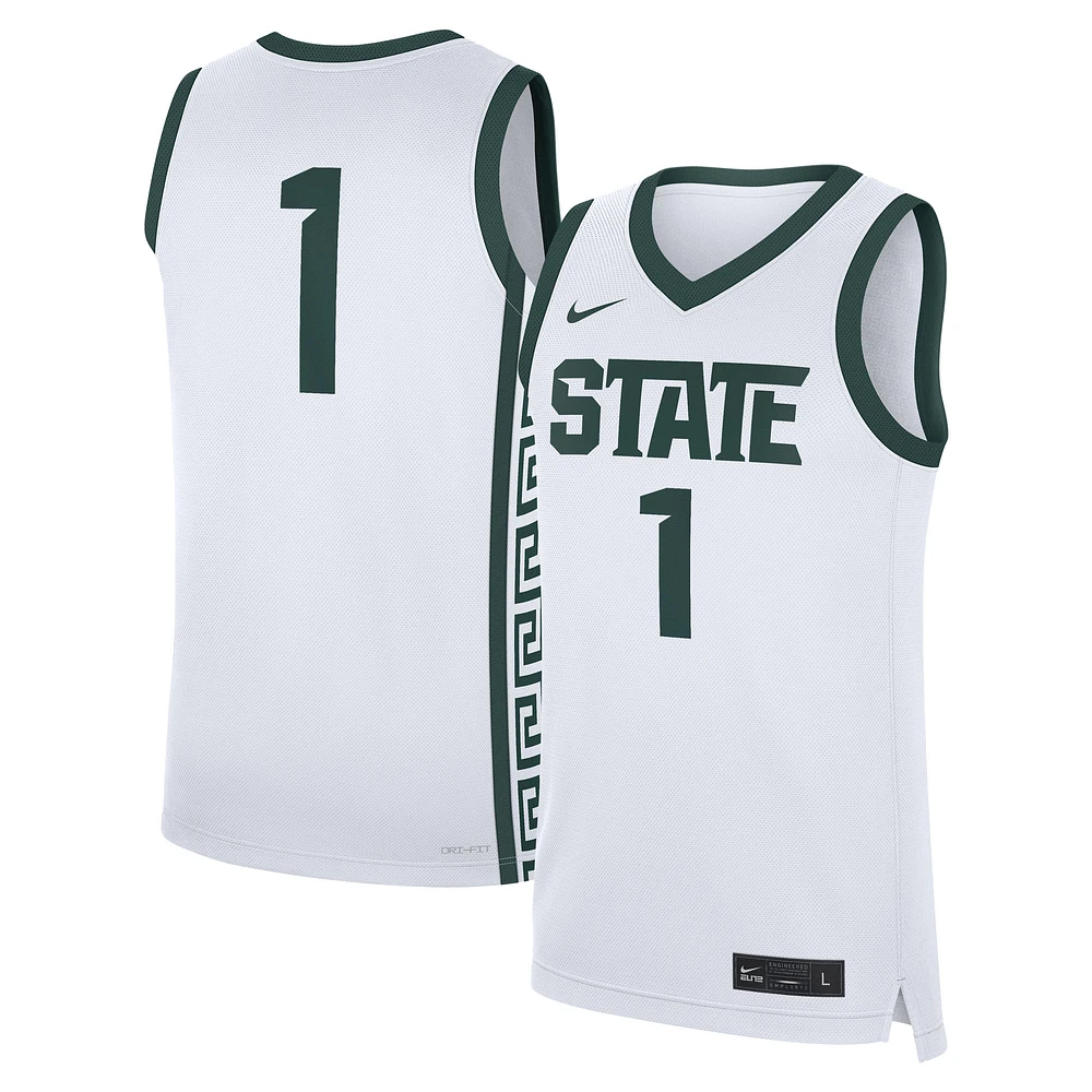 Men's Nike #1 White Michigan State Spartans Home Replica Jersey