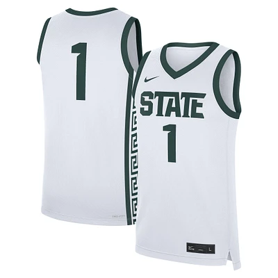 Men's Nike #1 White Michigan State Spartans Home Replica Jersey