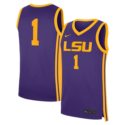 Men's Nike #1 Purple LSU Tigers Road Replica Jersey