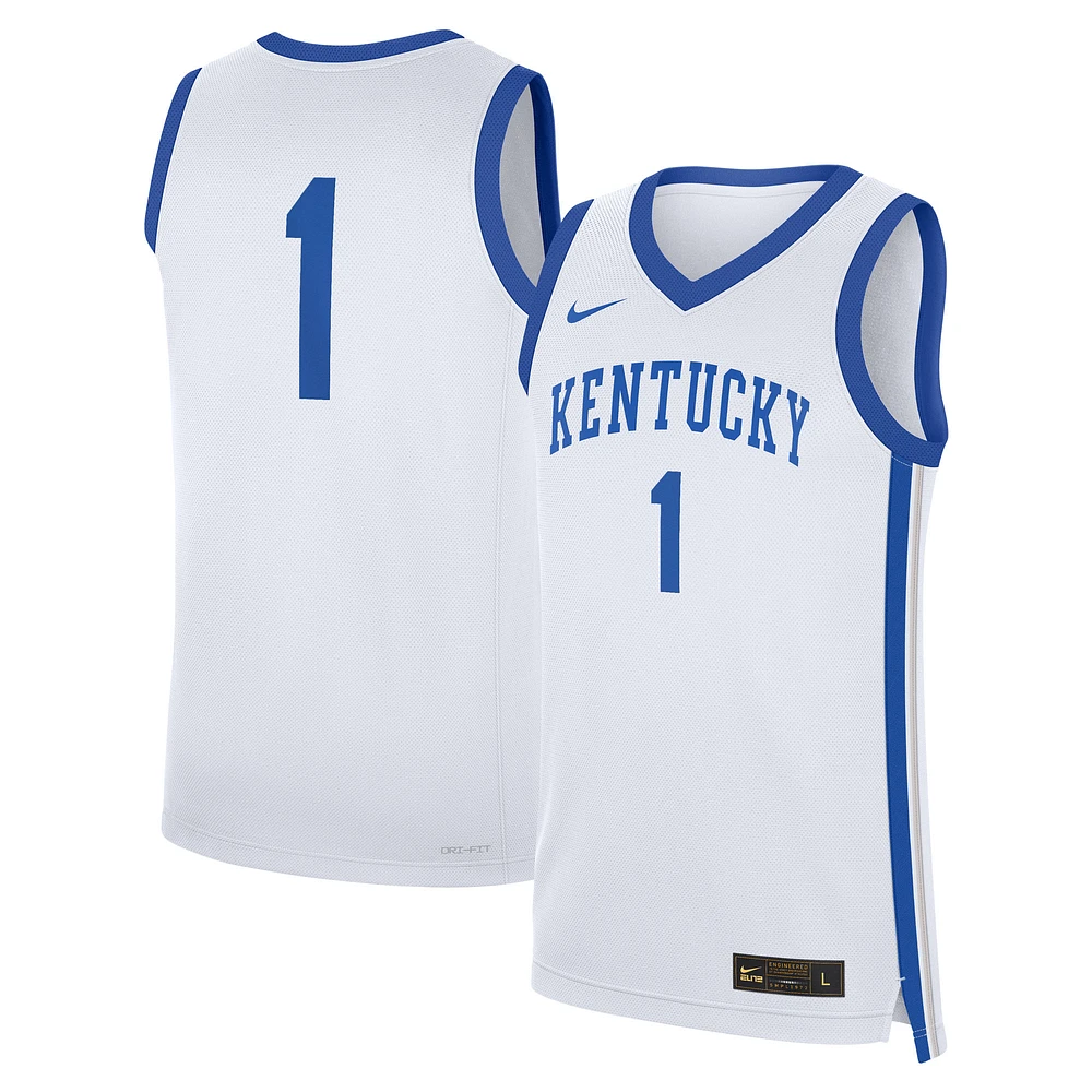 Men's Nike #1 White Kentucky Wildcats Home Replica Jersey