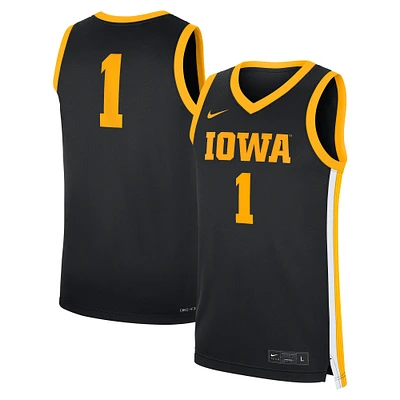 Men's Nike #1 Black Iowa Hawkeyes Road Replica Jersey