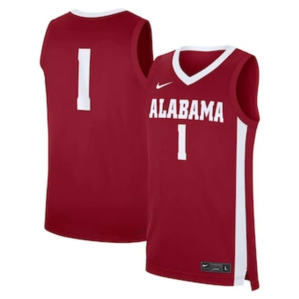 Men's Nike #1 Crimson Alabama Tide Road Replica Jersey