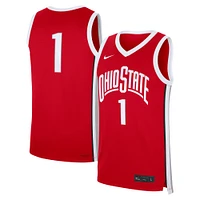 Men's Nike #1 Scarlet Ohio State Buckeyes Road Replica Jersey