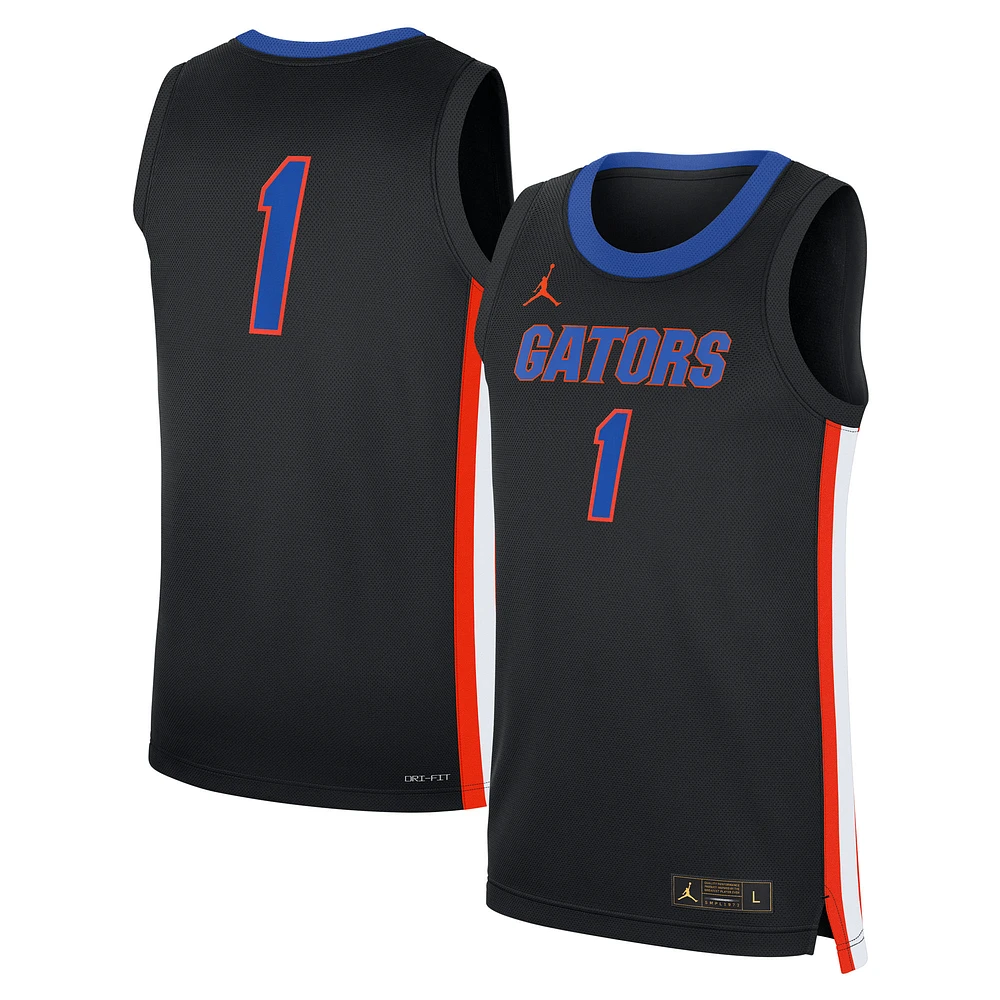 Men's Jordan Brand #1 Black Florida Gators Alternate Replica Jersey