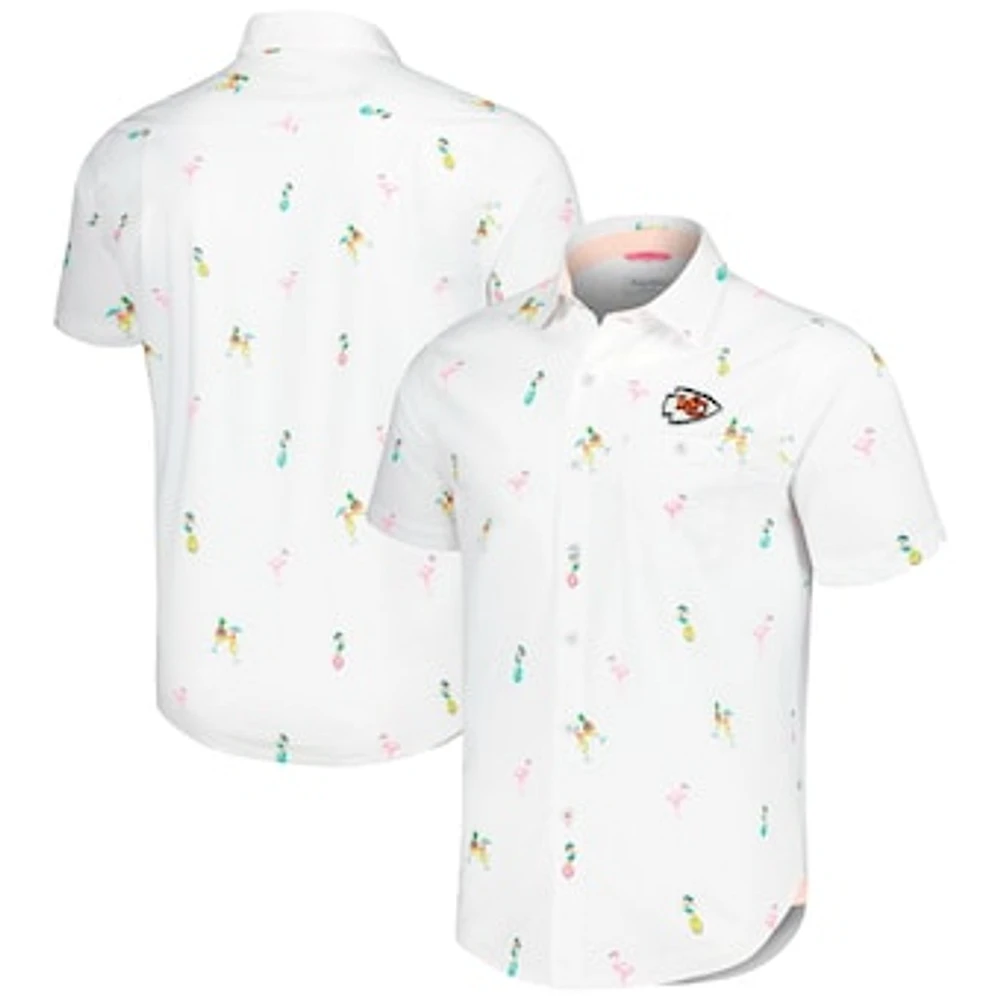 Men's Tommy Bahama White Kansas City Chiefs Nova Wave Flocktail Button-Up Shirt