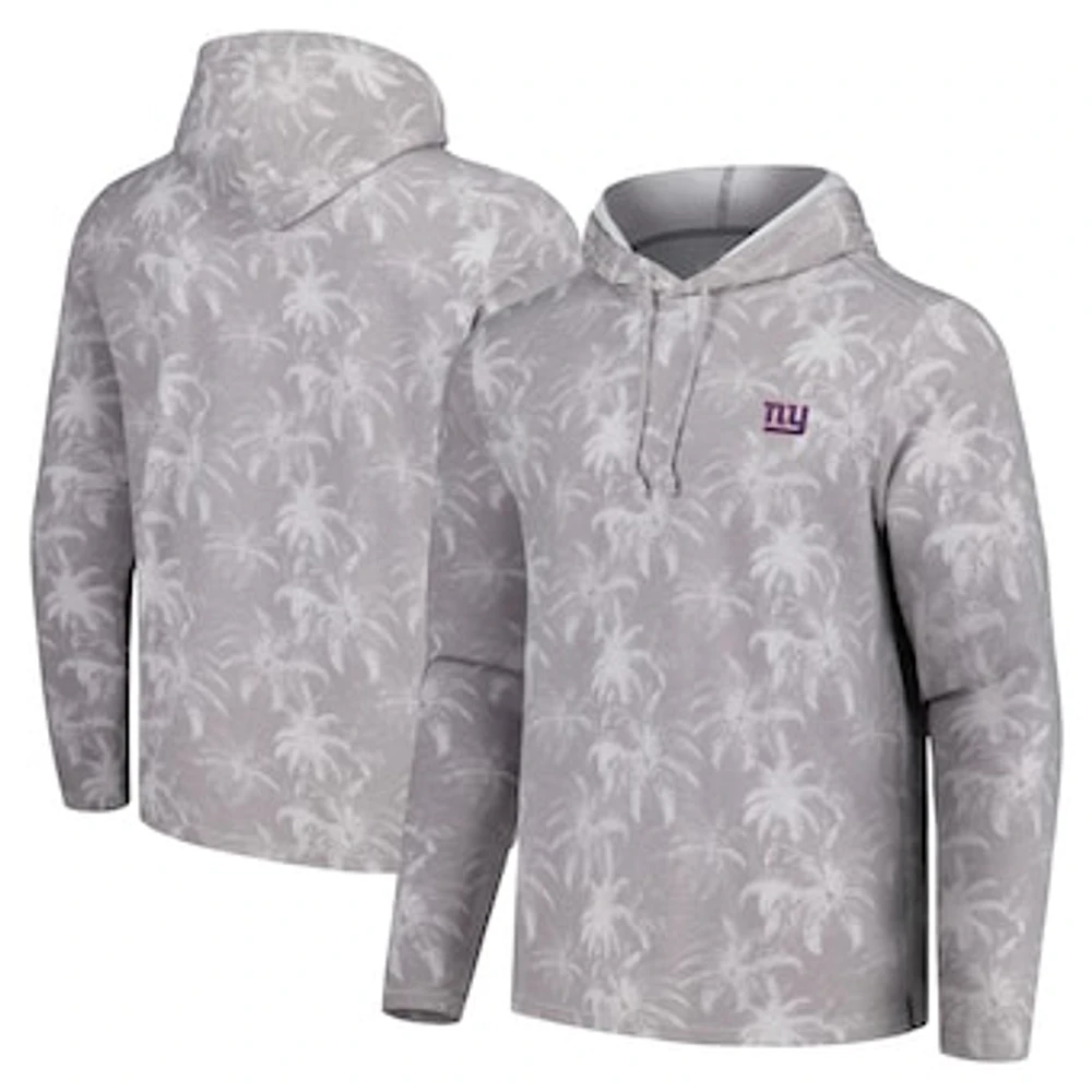 Men's Tommy Bahama Gray New York Giants Palm Frenzy Hoodie Long Sleeve T-Shirt