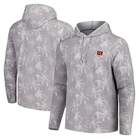 Men's Tommy Bahama Gray Cincinnati Bengals Palm Frenzy Hoodie Long Sleeve T-Shirt