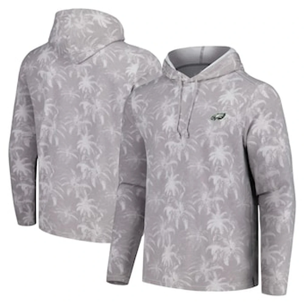 Men's Tommy Bahama Gray Philadelphia Eagles Palm Frenzy Hoodie Long Sleeve T-Shirt