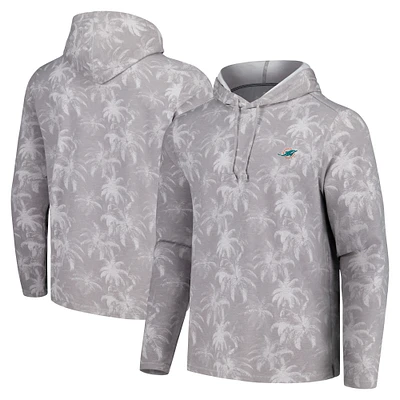 Men's Tommy Bahama Gray Miami Dolphins Palm Frenzy Hoodie Long Sleeve T-Shirt