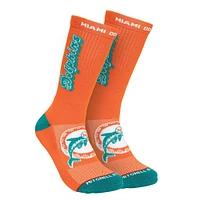 Men's Mitchell & Ness Orange Miami Dolphins Throwback Kick Off Crew Socks