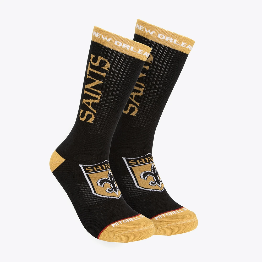 Men's Mitchell & Ness Black New Orleans Saints Throwback Kick Off Crew Socks