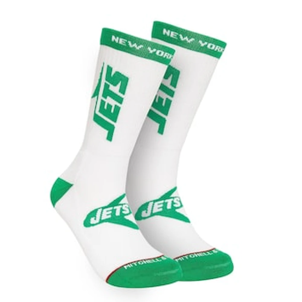 Men's Mitchell & Ness White New York Jets Throwback Kick Off Crew Socks