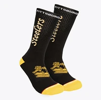 Men's Mitchell & Ness Black Pittsburgh Steelers Throwback Kick Off Crew Socks