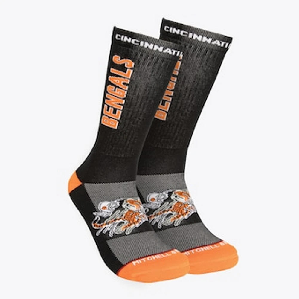 Men's Mitchell & Ness Black Cincinnati Bengals Throwback Kick Off Crew Socks