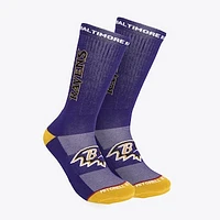 Men's Mitchell & Ness Purple Baltimore Ravens Throwback Kick Off Crew Socks