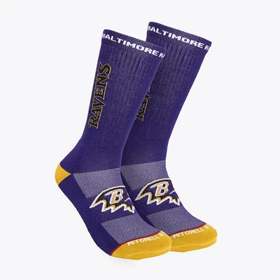 Men's Mitchell & Ness Purple Baltimore Ravens Throwback Kick Off Crew Socks