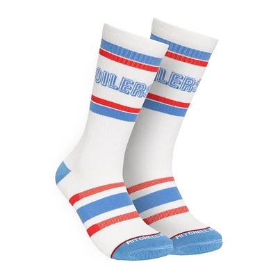 Men's Mitchell & Ness White Houston Oilers Throwback Team Stripes Crew Socks