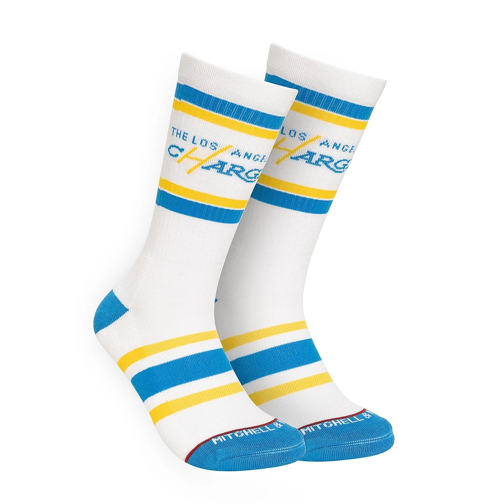 Men's Mitchell & Ness White Los Angeles Chargers Throwback Team Stripes Crew Socks