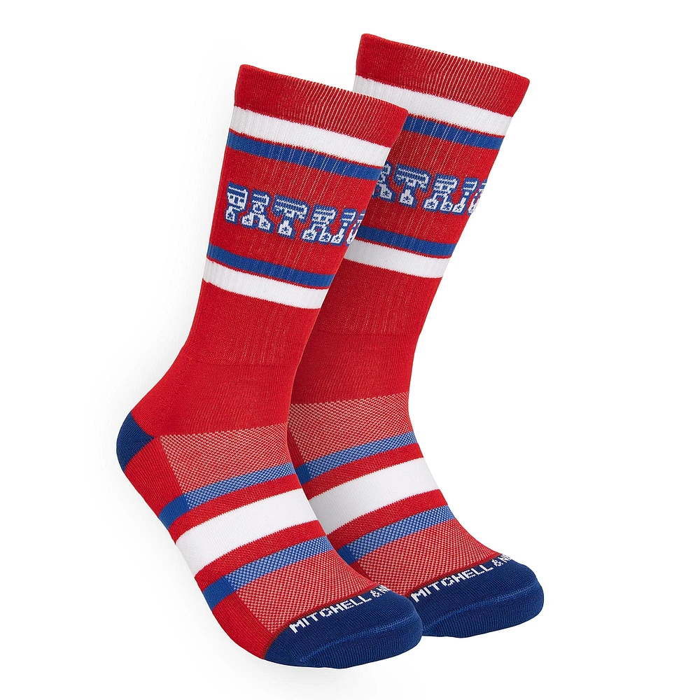 Men's Mitchell & Ness Red New England Patriots Throwback Team Stripes Crew Socks