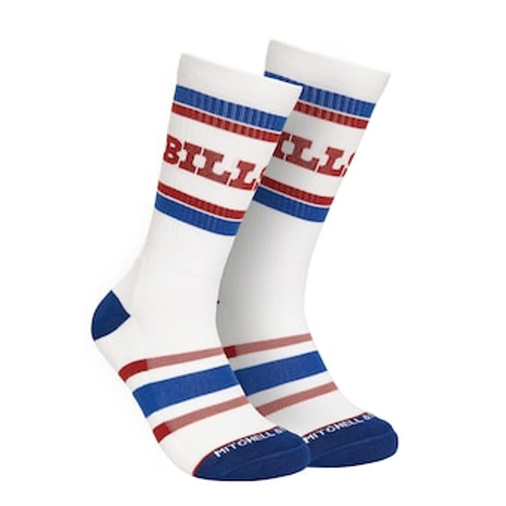 Men's Mitchell & Ness White Buffalo Bills Throwback Team Stripes Crew Socks