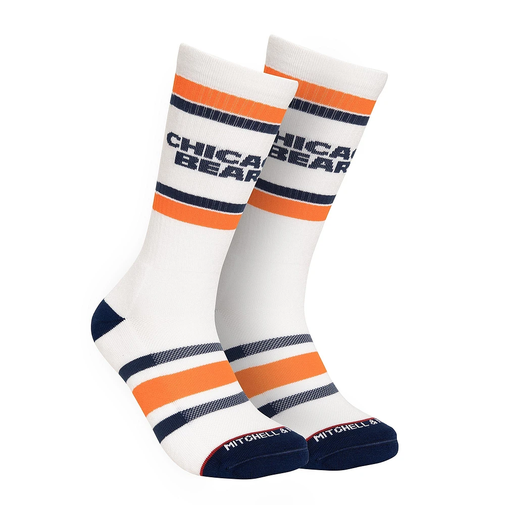 Men's Mitchell & Ness White Chicago Bears Throwback Team Stripes Crew Socks