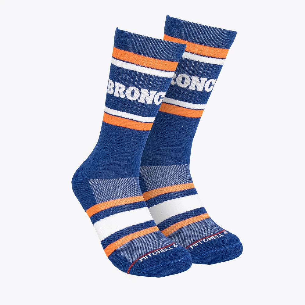 Men's Mitchell & Ness Royal Denver Broncos Throwback Team Stripes Crew Socks