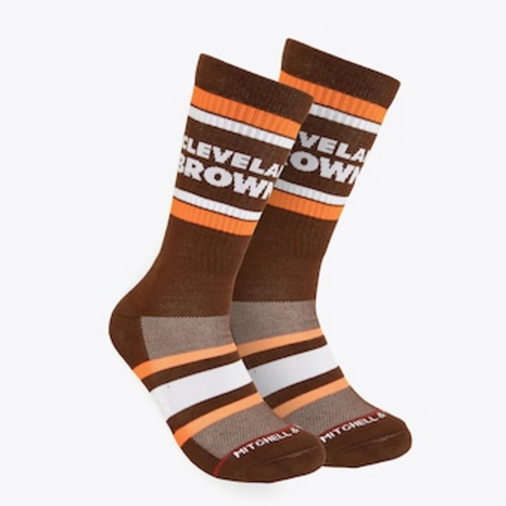 Men's Mitchell & Ness Brown Cleveland Browns Throwback Team Stripes Crew Socks