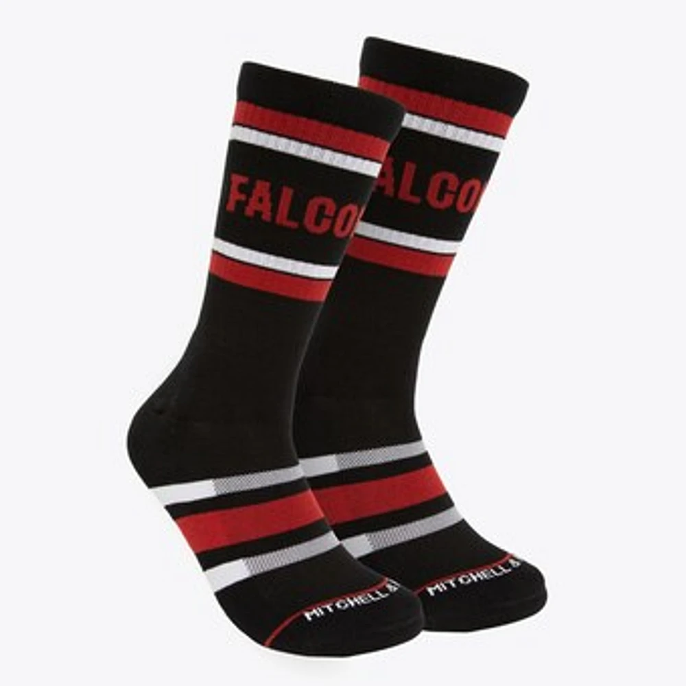 Men's Mitchell & Ness Black Atlanta Falcons Throwback Team Stripes Crew Socks