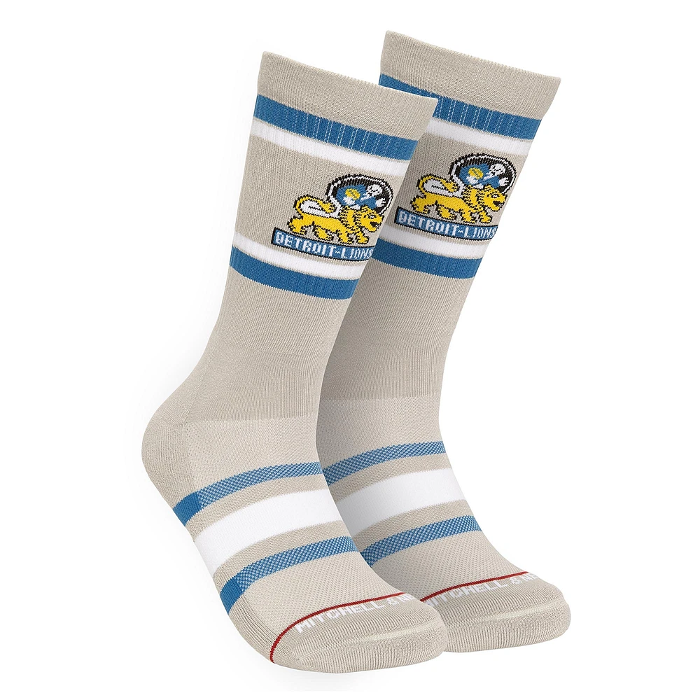 Men's Mitchell & Ness Gray Detroit Lions Throwback Team Stripes Crew Socks