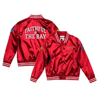 Women's Mitchell & Ness Scarlet San Francisco 49ers Faithful to The Bay Satin Full-Snap Jacket