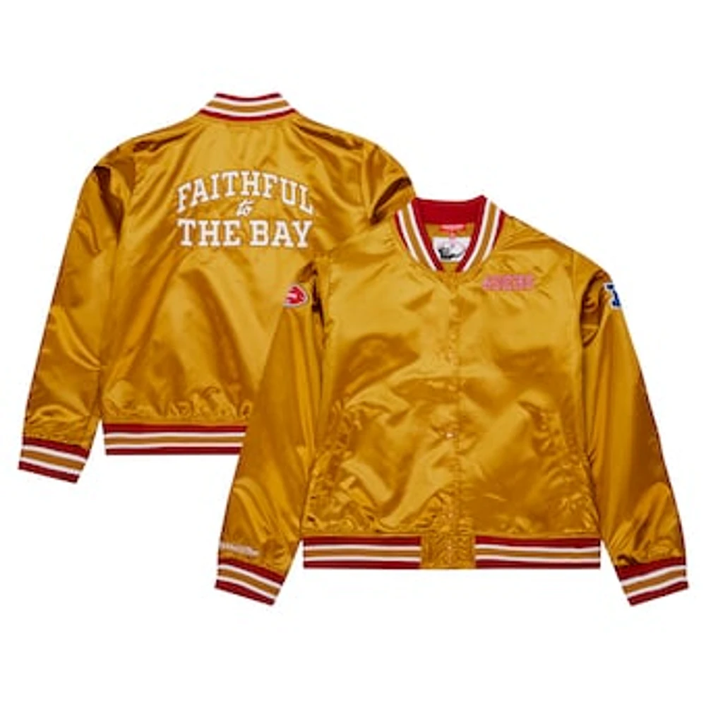 Women's Mitchell & Ness Gold San Francisco 49ers Faithful to The Bay Satin Full-Snap Jacket